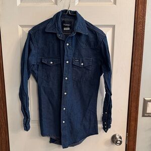 Wrangler Dark Blue Denim Western Snap-Front Shirt